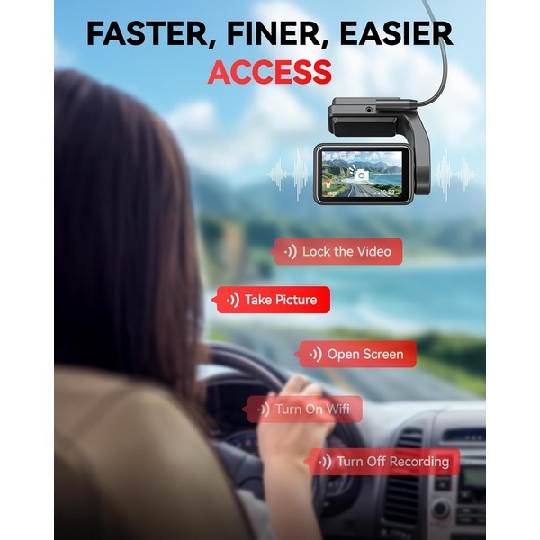 REDTIGER F4 4K Dash Cam Front - 2160P UHD Touch Screen, Voice Control