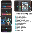 KALOUR 144 High Quality Color Pencil Set in Nylon Bag - Artist Tools