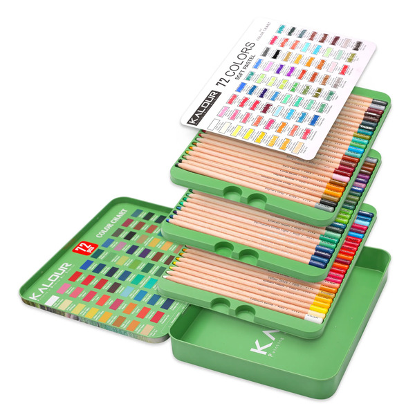 KALOUR 74 Pastel Color Pencil Tin Box Set - Perfect for Artists