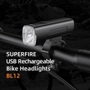 Superfire BL-12 1300lm Front Bicycle Light Rechargeable Water Resistant