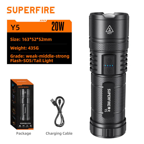SUPERFIRE Y5 Power Bank Flashlight Torch 1200 Lumens 800 Meters Long Range