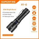 SUPERFIRE R1-G High-Power LED Flashlight - 36W Rechargeable Torch with Zoom