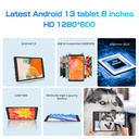 Pritom Tab 8 Pro 8GB RAM 64GB ROM Tablet 8" IPS Display - White