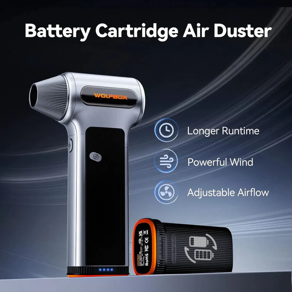 Wolfbox Portable Turbo Compressed Air Jetfan Handheld Cleaner & Hairdryer MF200 with Removable Battery