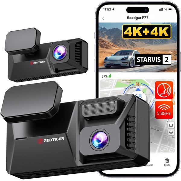 REDTIGER F77 4K Dual Channel Dash Cam - Front & Rear